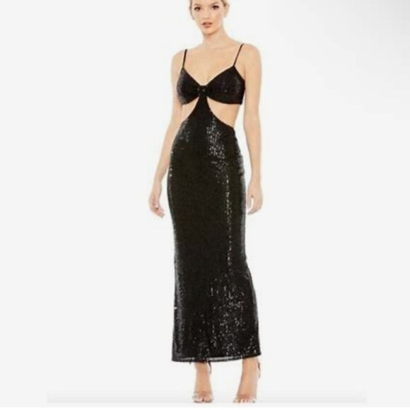Ieena for Mac Duggal Cutout Waist Sequin Dress – Black – Size 6 – NWT - Picture 1 of 7